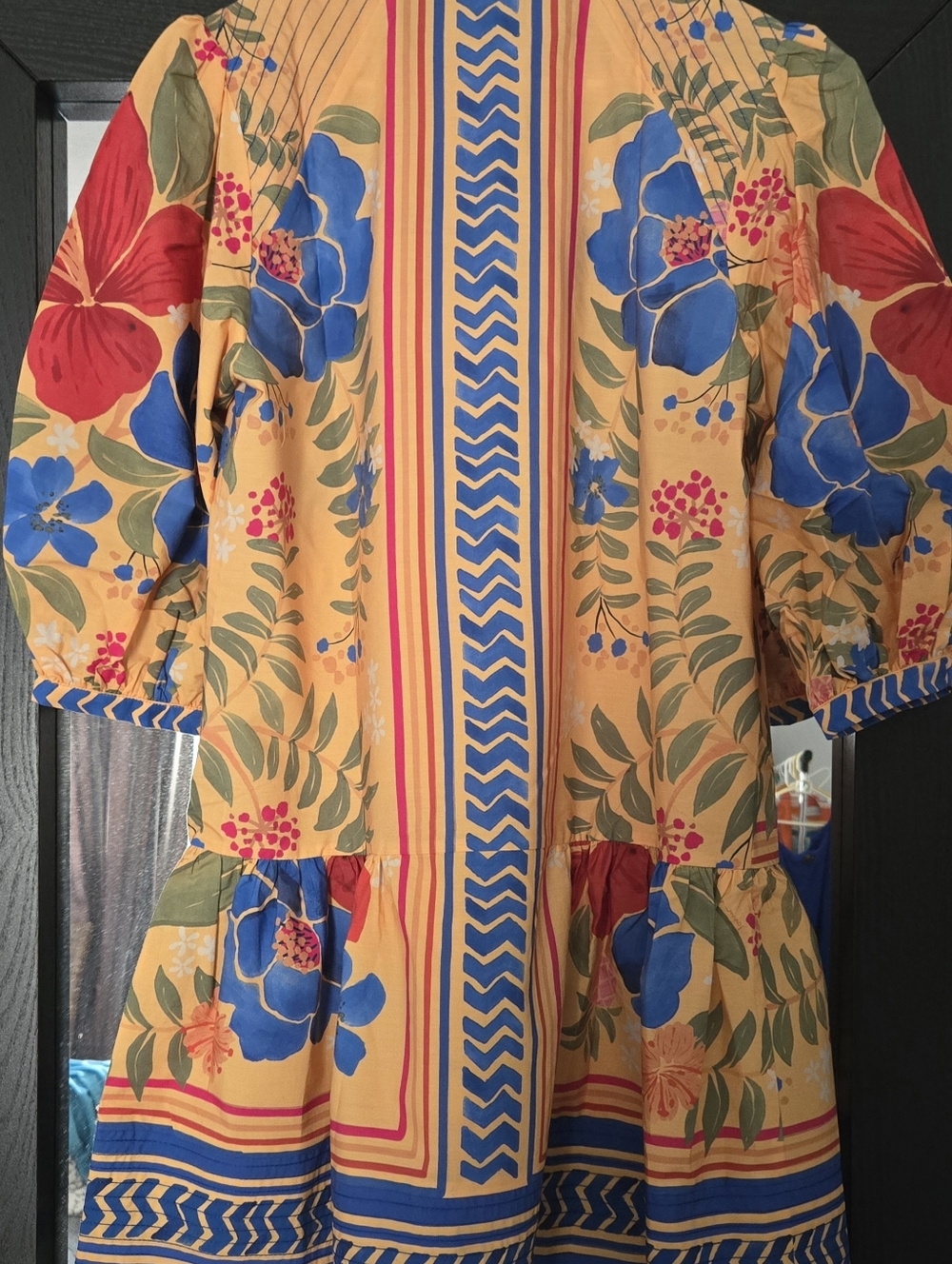 FARM Rio Yellow Floral Mini Dress with Blue & Orange Flowers - Picture 6 of 6